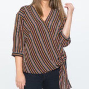 Striped Faux Wrap Top - Eloquii - Size